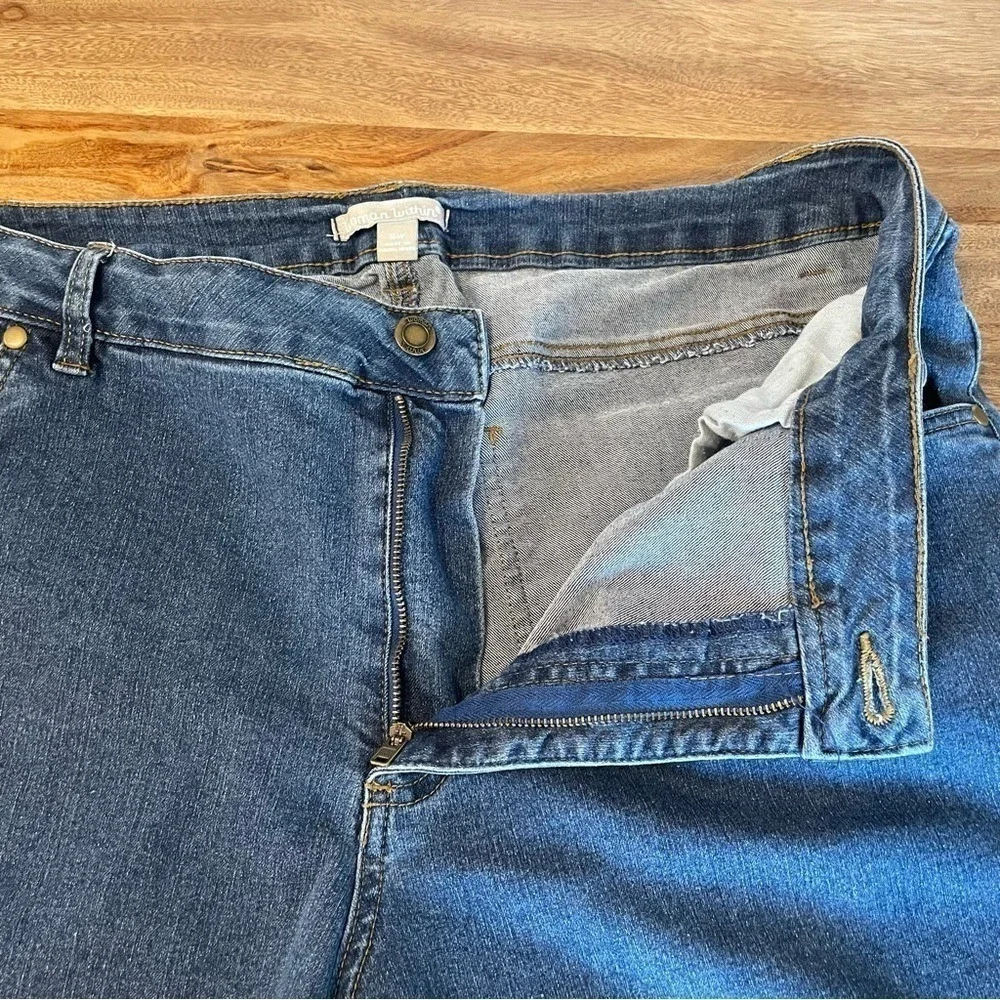 Woman Within Bermuda Blue Denim Shorts 16W Blue‎ Cuffed Stretch Summer Vacation